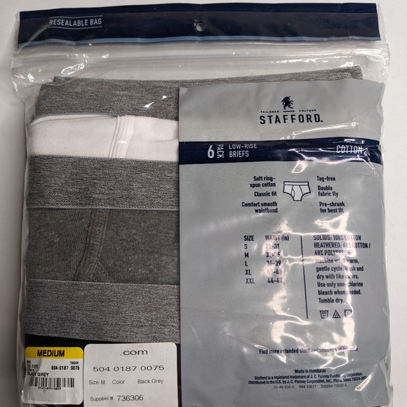 Stafford low-rise briefs 6 pack NWT Medium - Picture 3 of 3